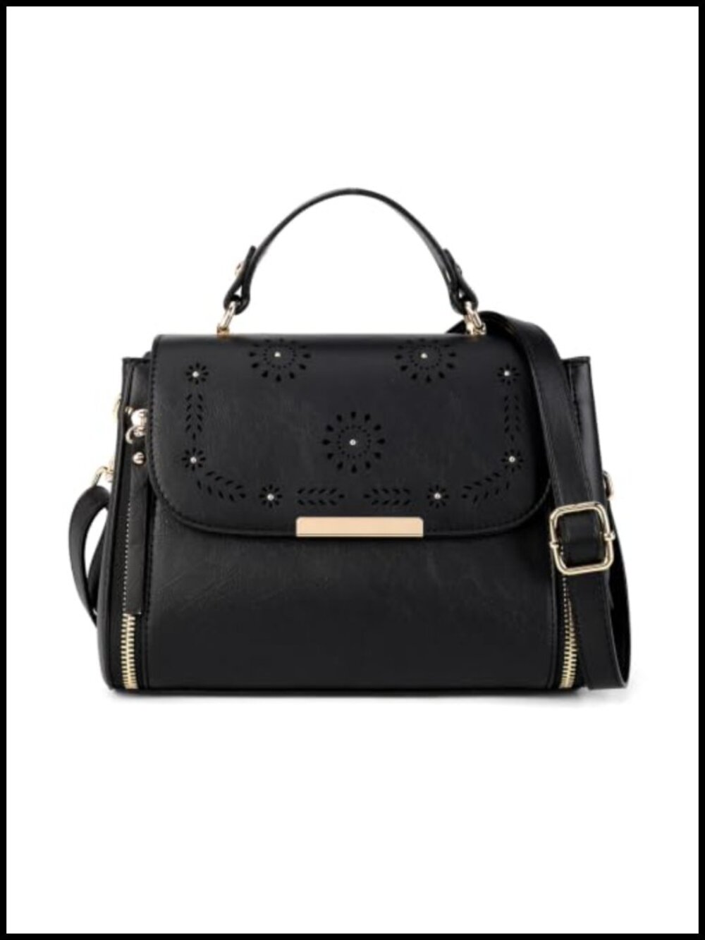 Faux Leather Crossbody Bag Small Floral Laser Cut Shoulder Purse Boho Handbag